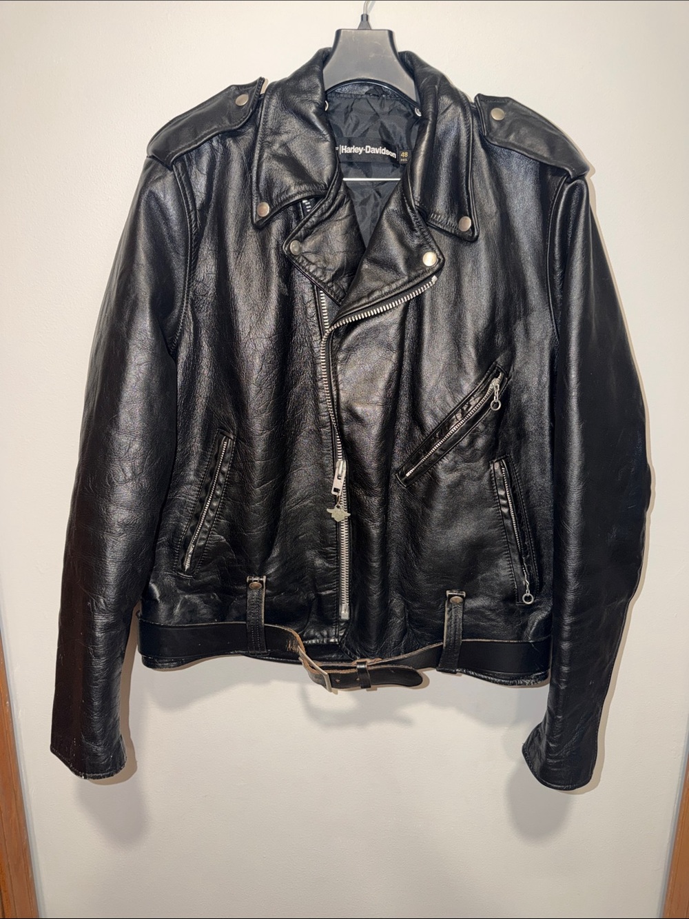 Vintage Harley-Davidson Black Leather Bomber Jacket